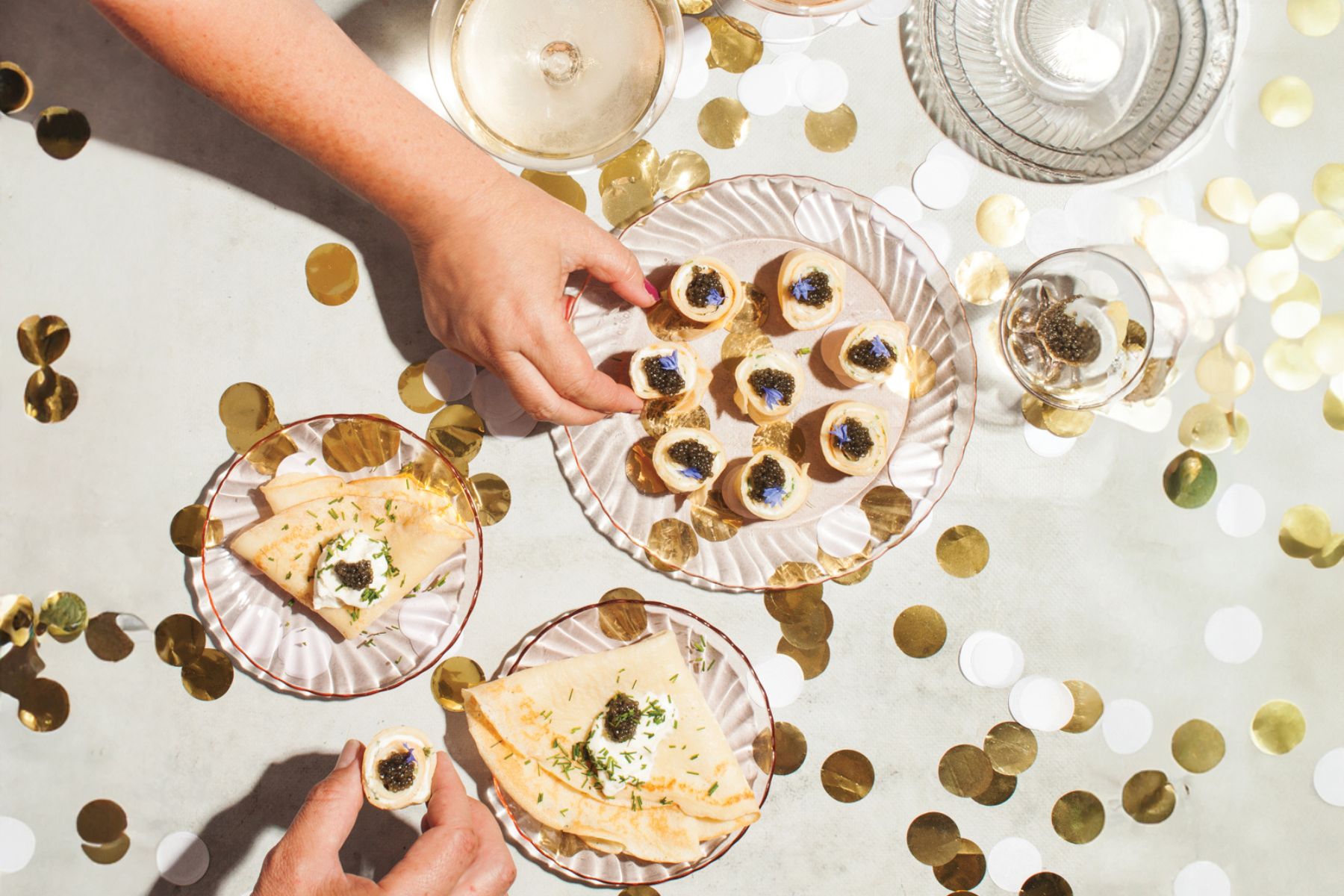 Celebratory Crêpes with Crème Fraîche and Caviar