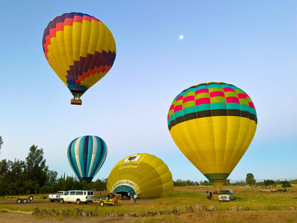 Hot Air Balloons ready for takeoff in Temecula