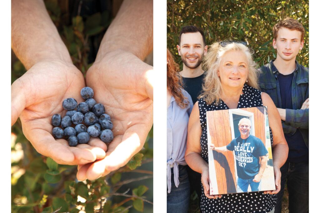 Photo of blueberries and family