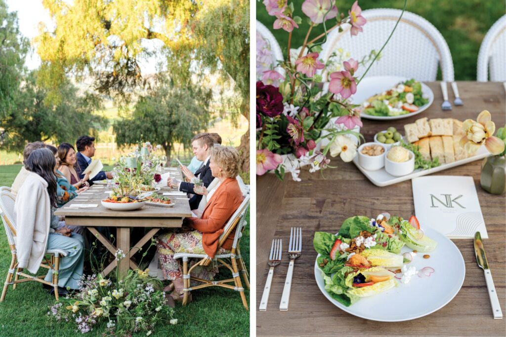 Photos of a wedding dinner set up