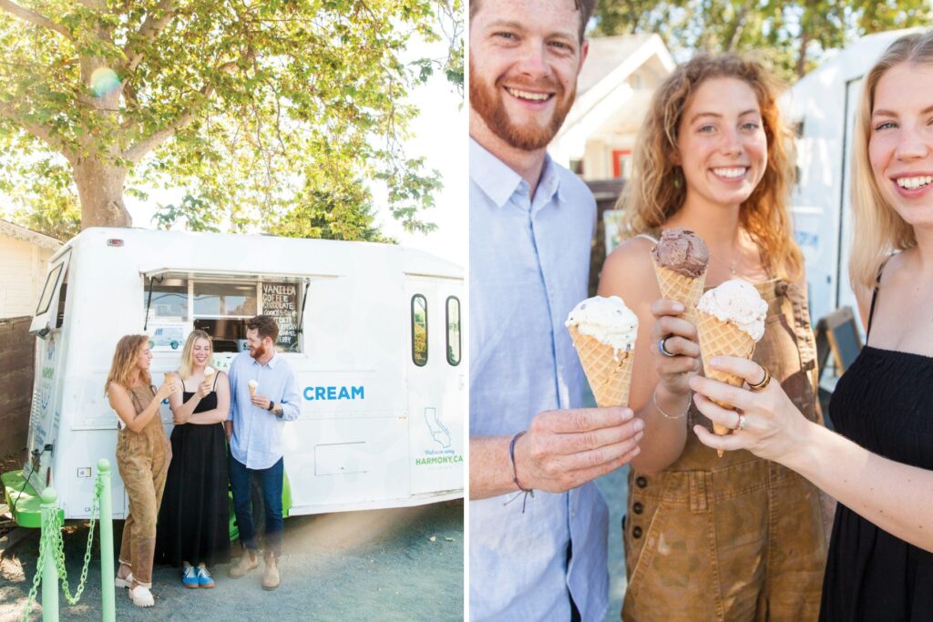 Three people holding ice cream