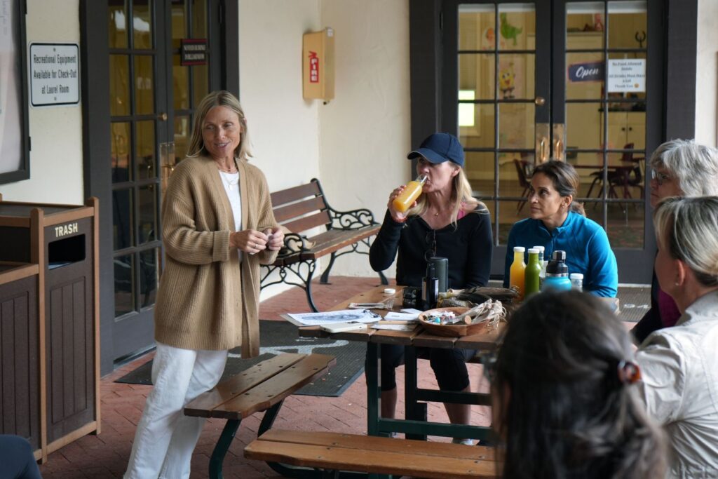 Wellness activations like Sherrie Matthews' ear seeds acupressure can be found.