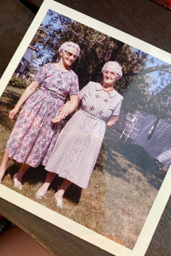 Pauline (left) with her sister