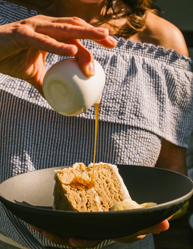 Banana Cake with Bananas Foster Sauce