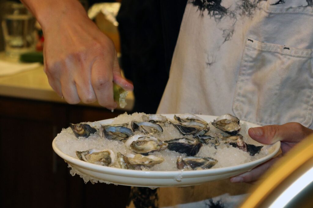 Photo of oysters being prepared