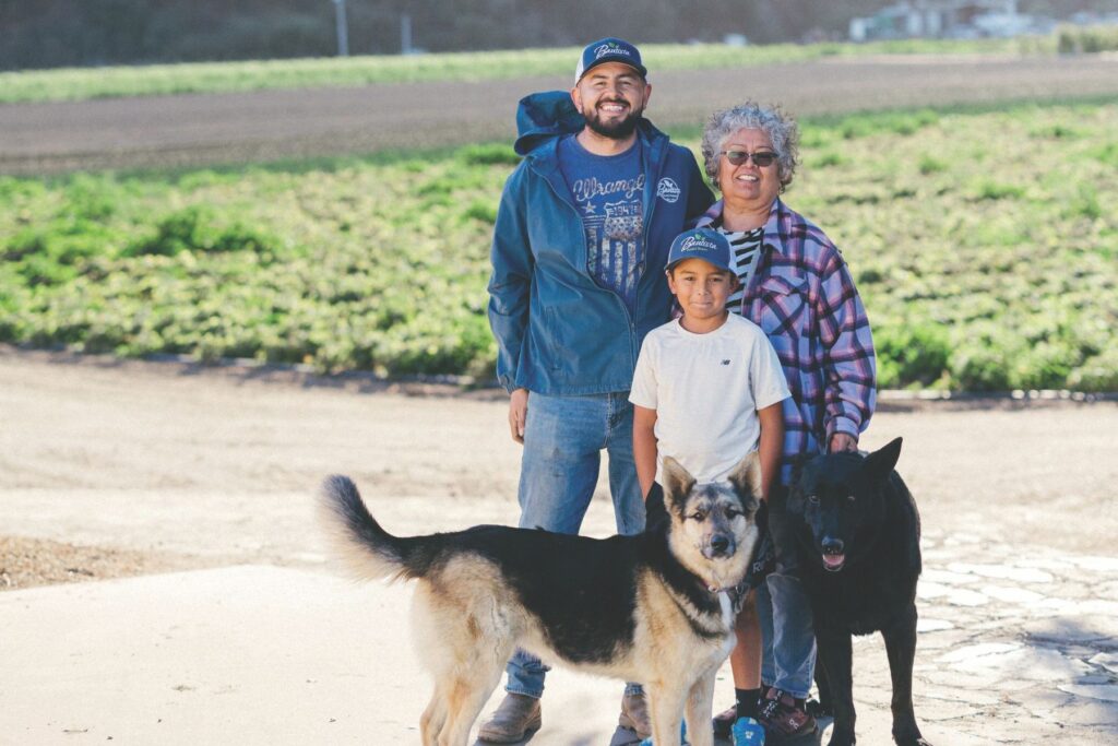 Three generations of Bautistas with pups.