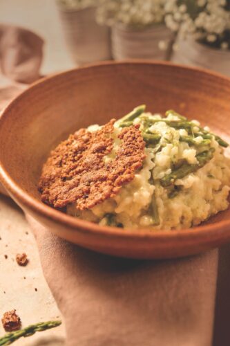 Asparagus and Lemon Risotto with Parmesan Crisps