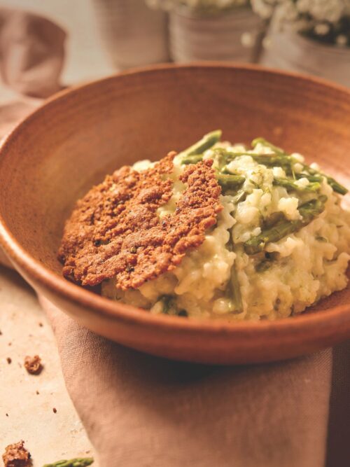 Asparagus and Lemon Risotto with Parmesan Crisps