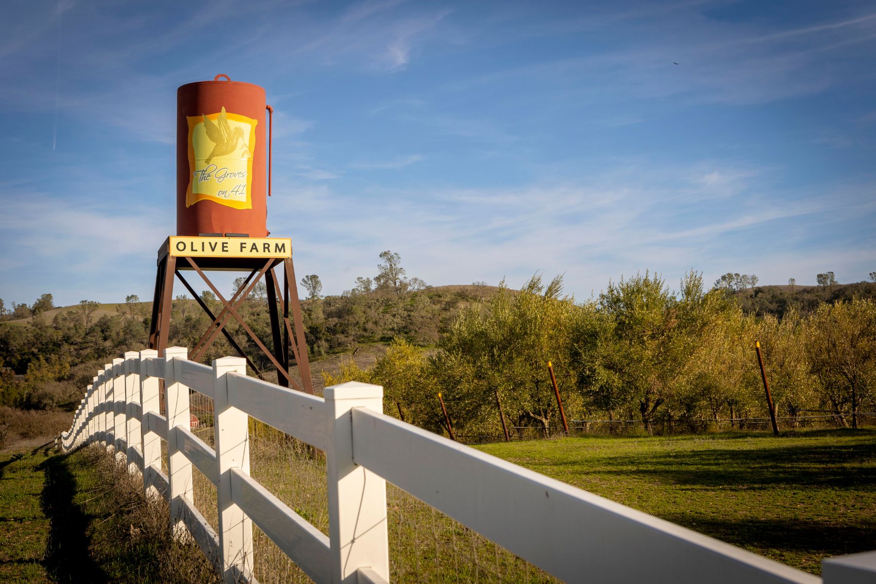 A water tower sign
