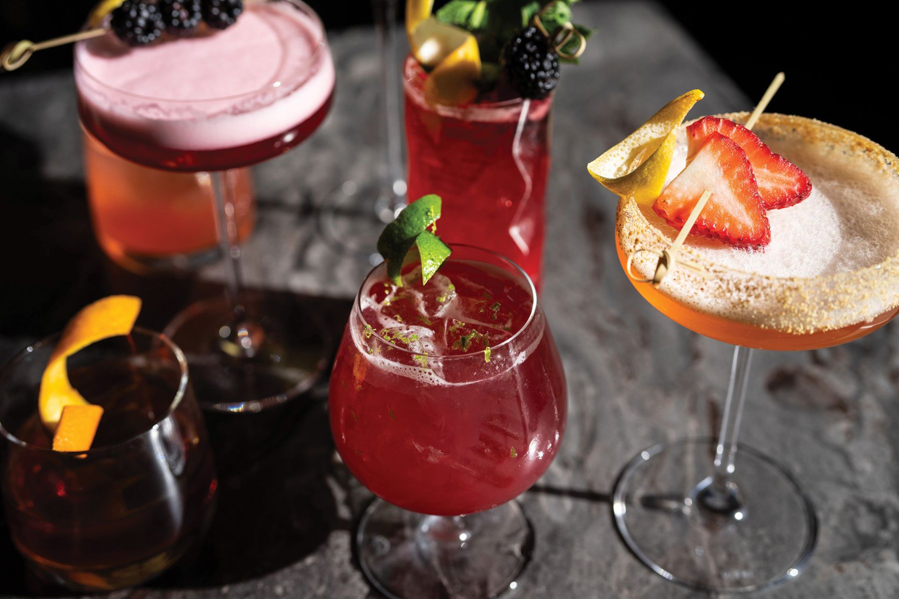 The beverage menu includes both alcoholic and non-alcoholic options.