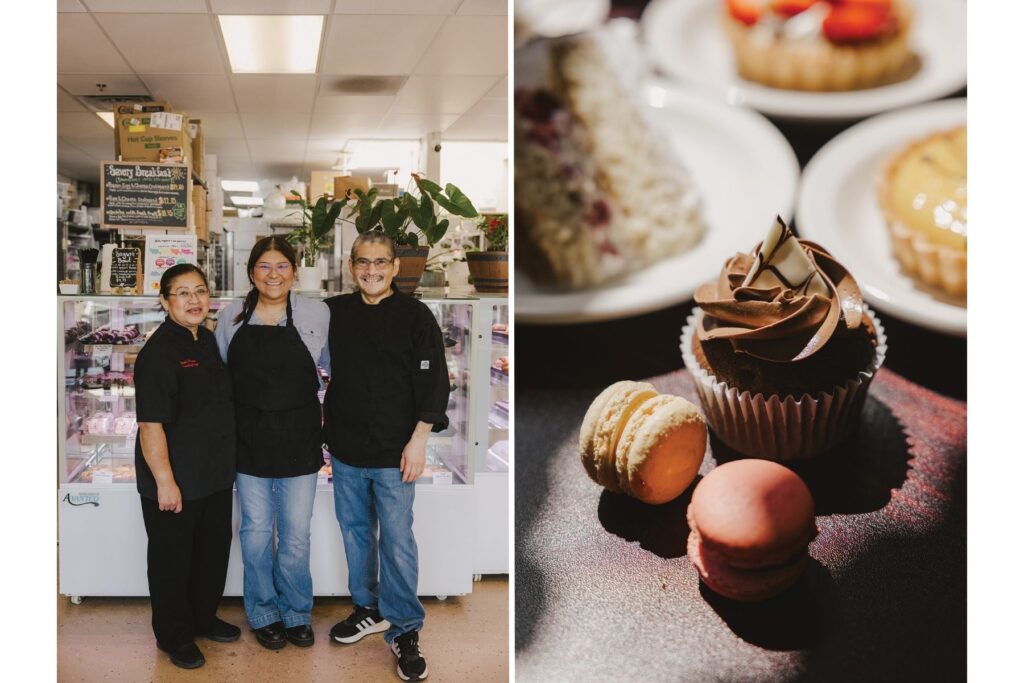Angela’s Pastries is family-run by Angela Rivera (left), husband Antonio Perez (right) and daughter Jessica Perez (center). French macarons and cupcakes are always available at the bakery.