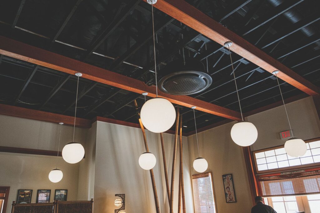 setting and high ceilings.