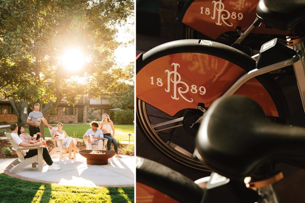 Amenities at both the Paso Robles Inn and The Piccolo include onsite bikes to explore town, and firepits for gathering in the gardens.