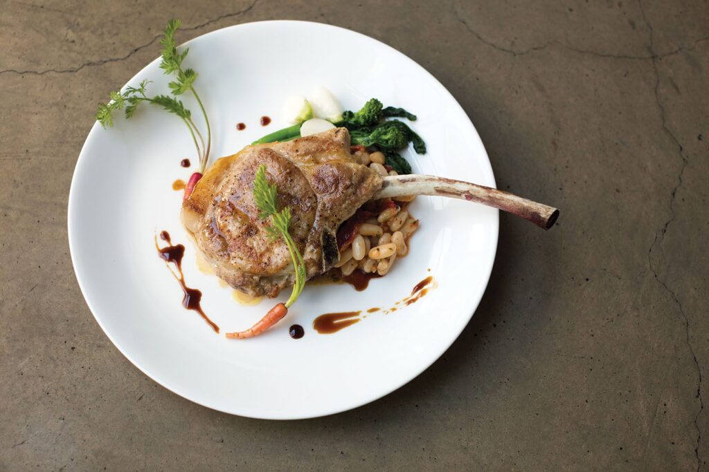 Grilled Pork Chops with Rum Maple Barbecue Sauce