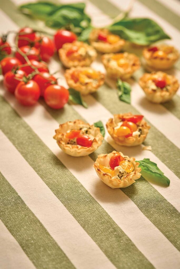Savory Tomato Basil Tartlets with Goat Cheese