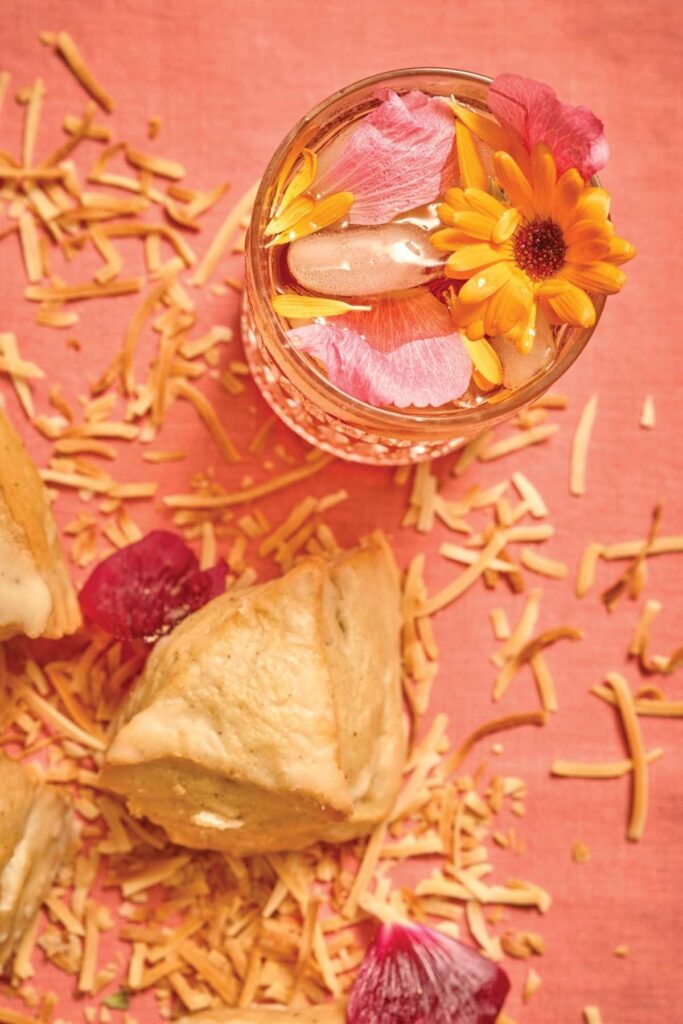 Iced Tea with Edible Flowers