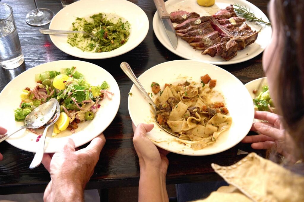 Multiple dishes of food
